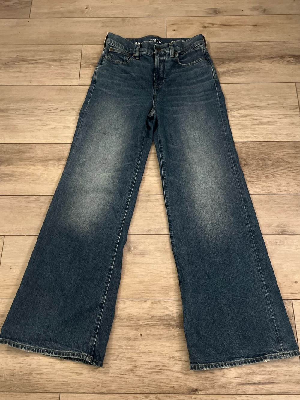 J.Crew Denim Trouser Jeans Charlotte Wash Size 26 High Rise Wide Leg CN29